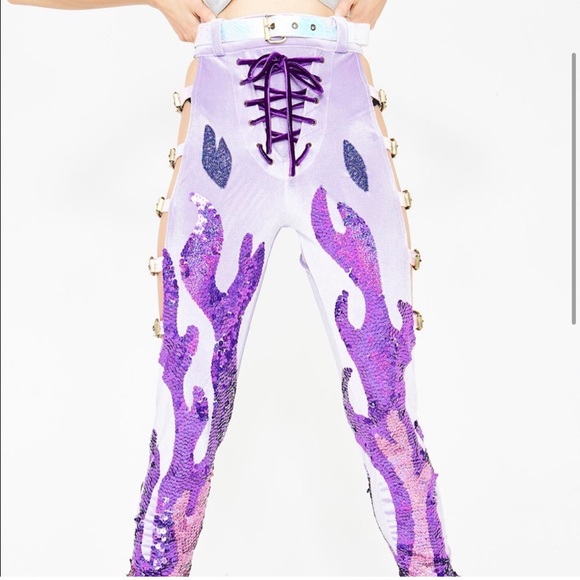 Jackalope Land / Dollskill Purple Sequin Harness Pants - Picture 2 of 5